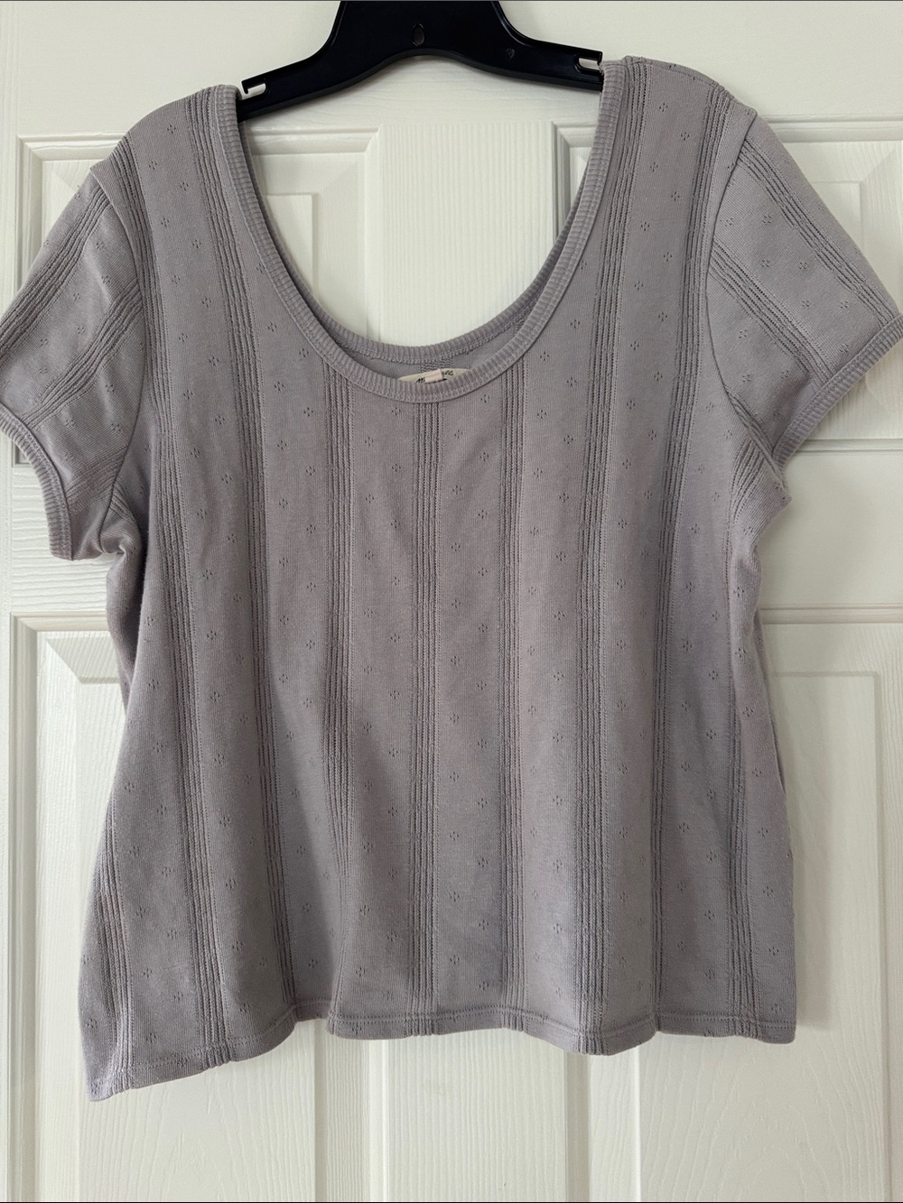 Madewell Light Gray Short Sleeve Scoop Neck Top XL